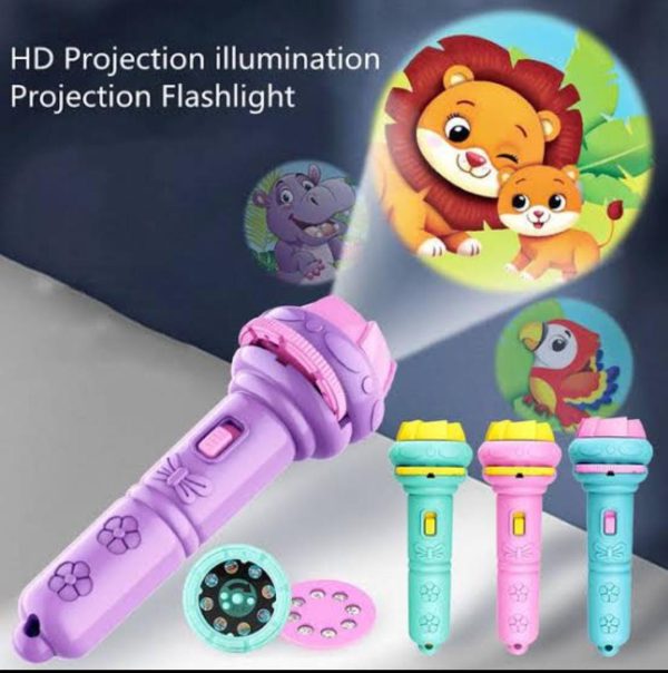 Baby Projector Torch 3cards Cartoon Projection Flashlight Children Early Education Toy(random Color ), 3 Reel In 1 Pack.